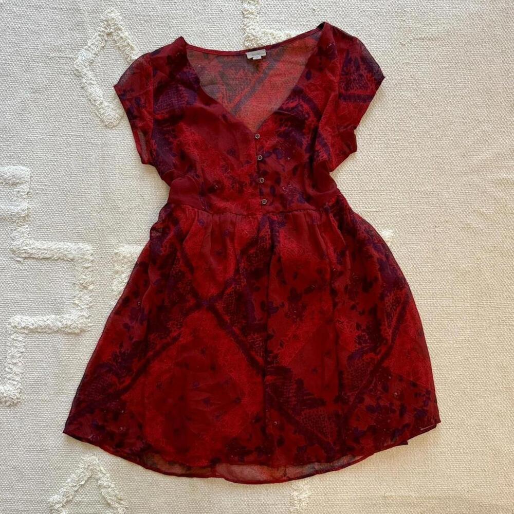 Ecote Red Mesh Panel Mini Dress – Size M